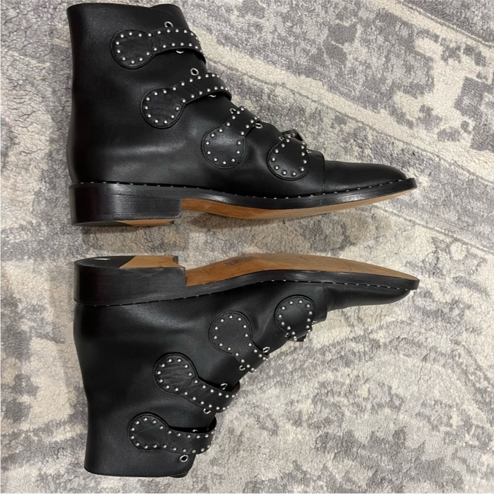 Givenchy Black Leather Studded Ankle Boots - Picture 4 of 10